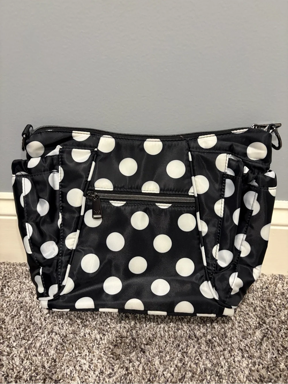 lug Mini Shuffle - Quilted Polka Dot Crossbody Bag - Black & White